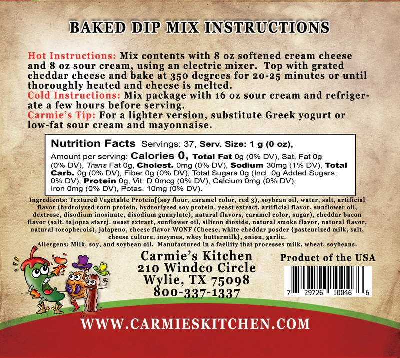 Carmie's Kitchen - Wholesale Dip - Baked Bacon Jalapeno Popper Dip Mix2