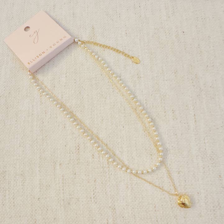 Ellison+Young - Wholesale Pendant/Charm Necklace - Pearls And Heart Locket Layered Necklace3