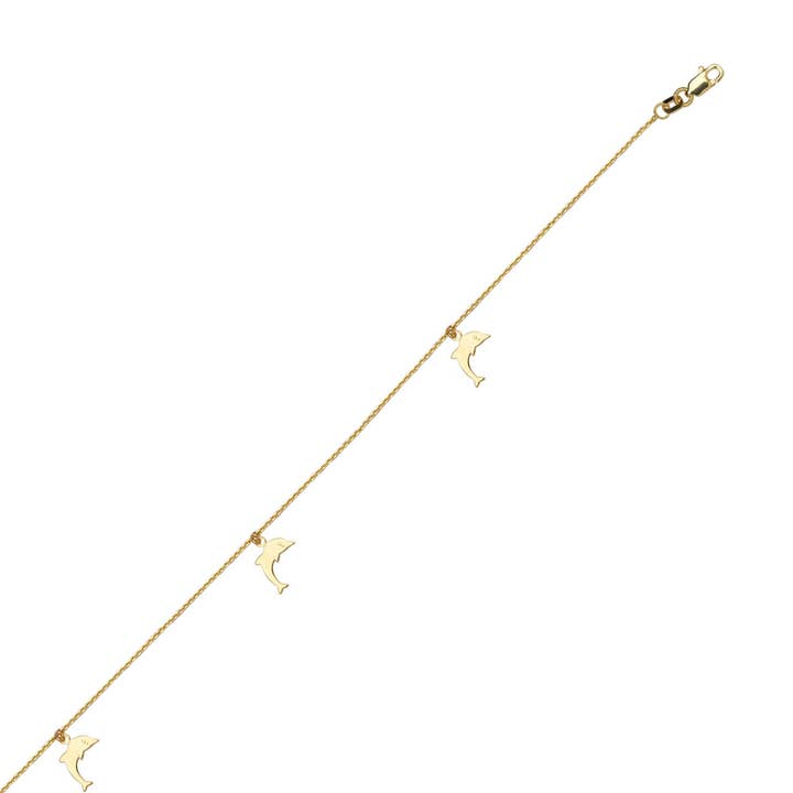 14k Yellow Gold Dolphin Anklet for wholesale by NYMAN JEWELERS