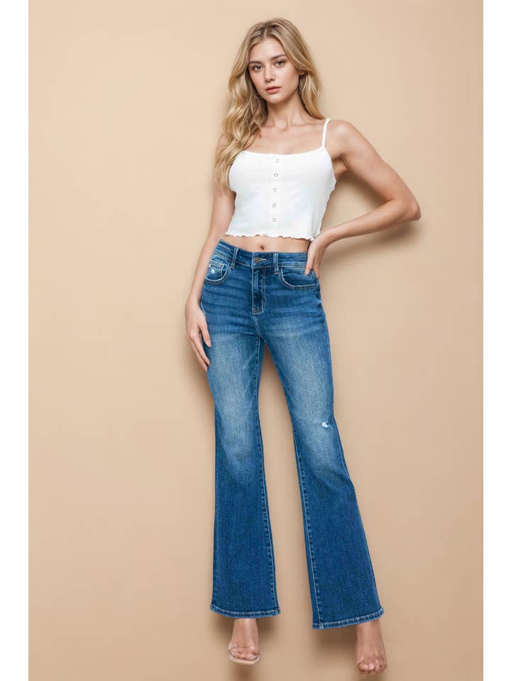 Medium Blue HIGH RISE BOOT CUT LEG #BT5022 for wholesale on Faire