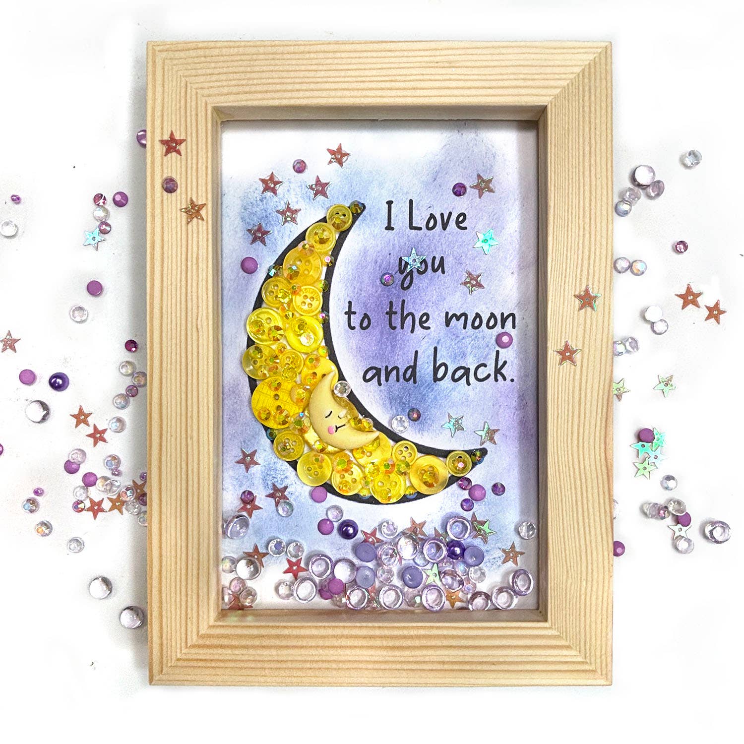 Buttons Galore & More - Wholesale DIY craft kit - Love You to the Moon DIY Frame Craft Kit1