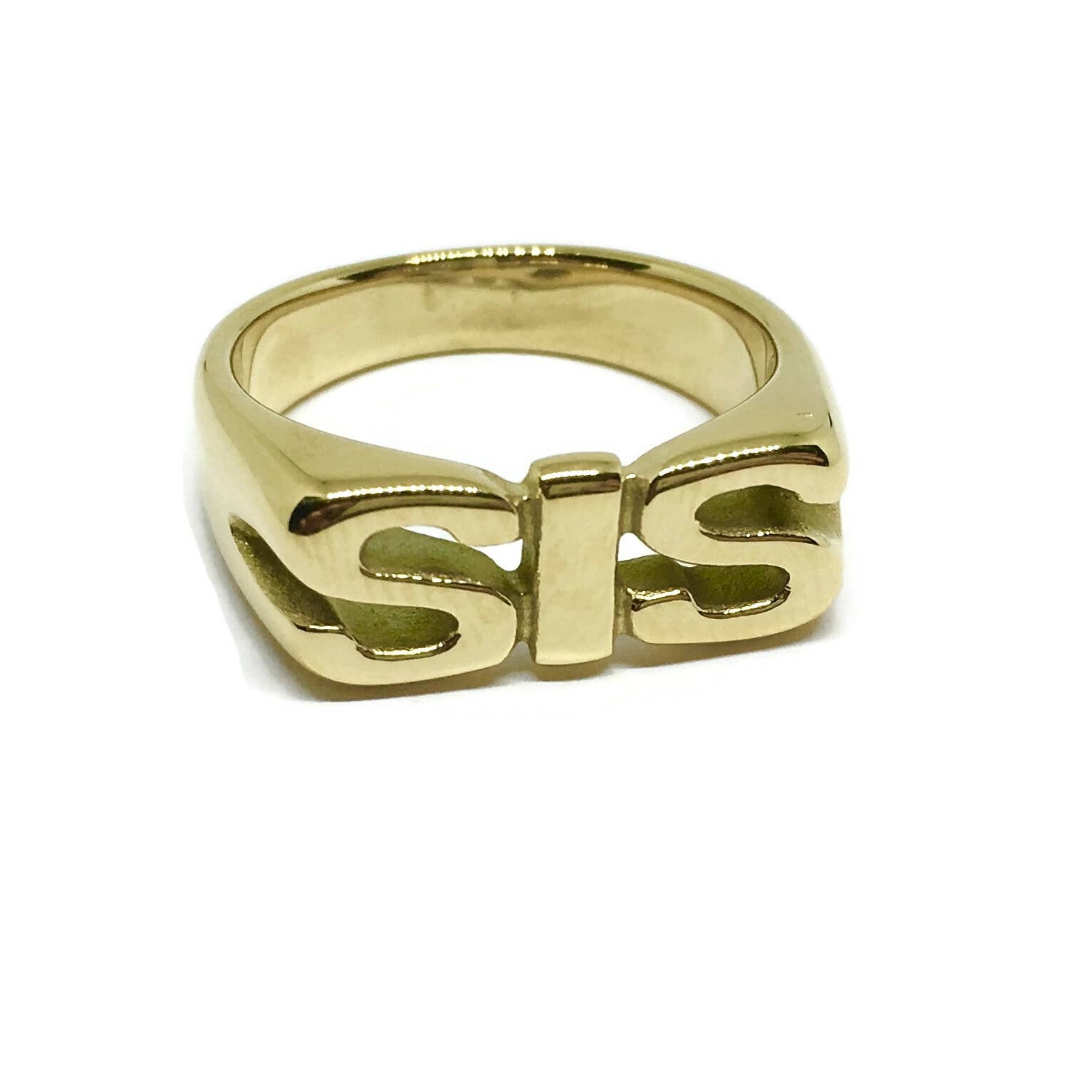 Gifts From The Crypt - Wholesale Band/Stacked Ring - SIS Letter Ring | Stainless Steel Sister Family Band0