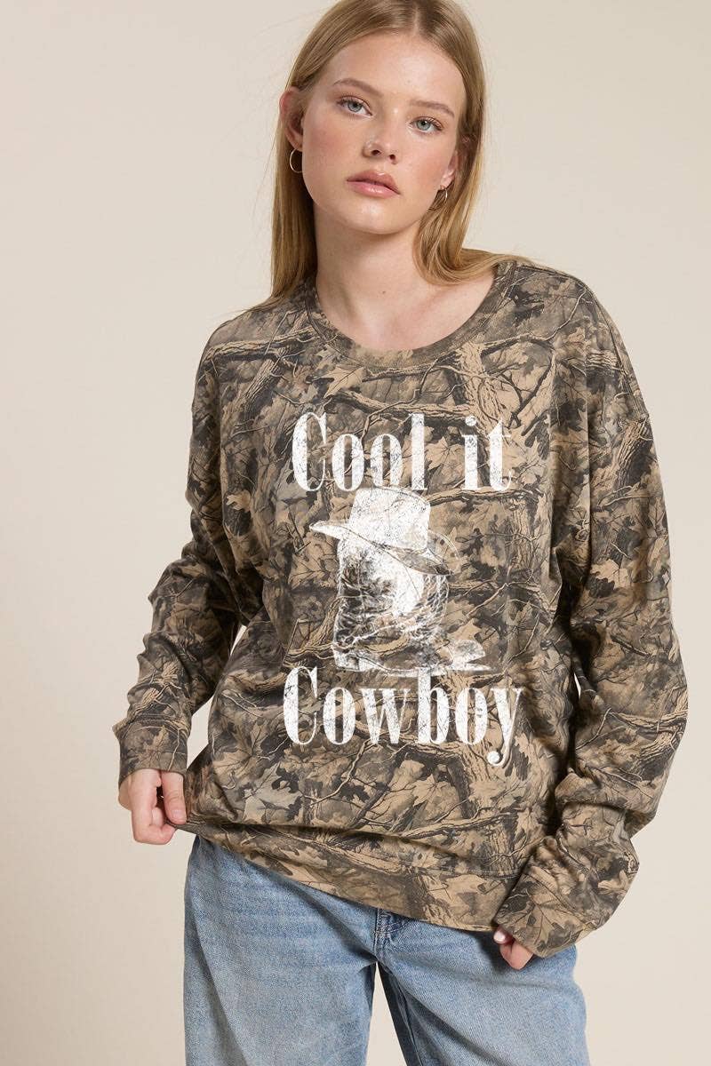 LEAF Cool It Cowboy Western Graphic Camo Tee for wholesale on Faire0