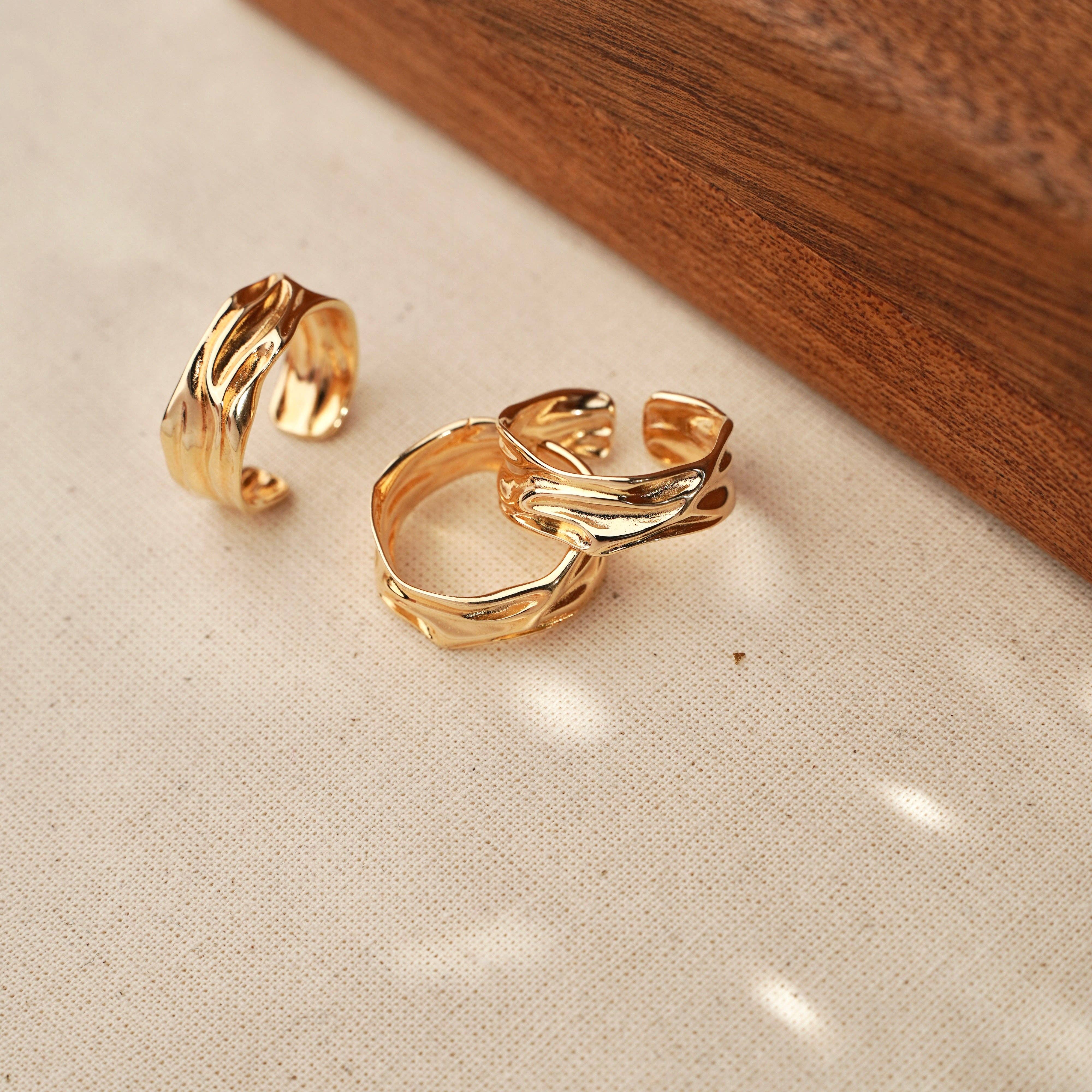 Meora Paris - Wholesale Band/Stacked Ring - 18k Gold Plated Ocean Ring2