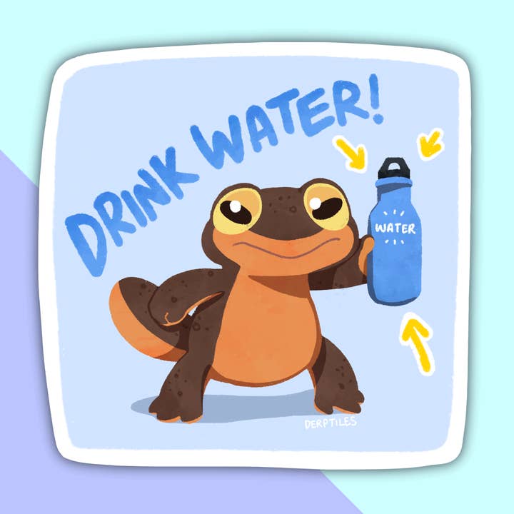"Drink Water" Die-Cut Noot Sticker for wholesale by Derptiles