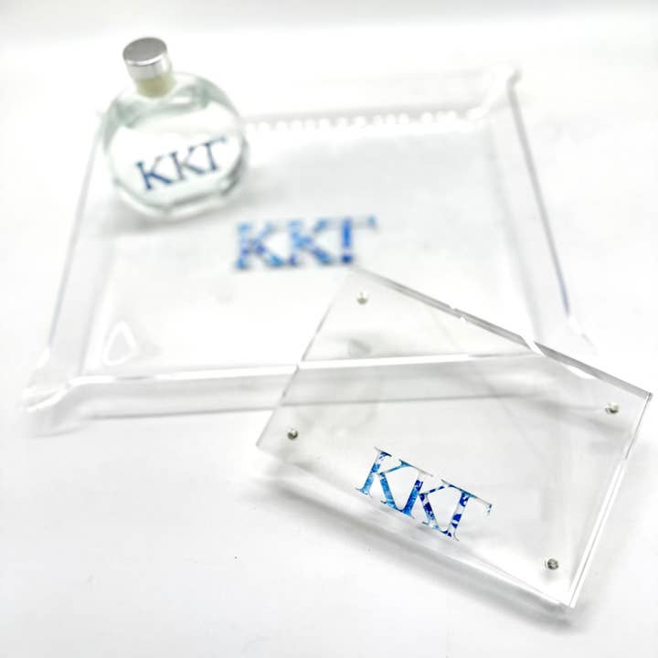 Sarahndipity Shop - Wholesale Decorative Tray - Sorority Acrylic Pinch Tray - Patterned Greek Letters1