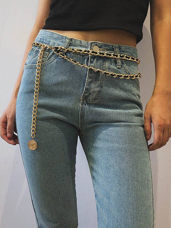 GOLD COLOR Vintage Fashion Geometry Waist Chain for wholesale on Faire1