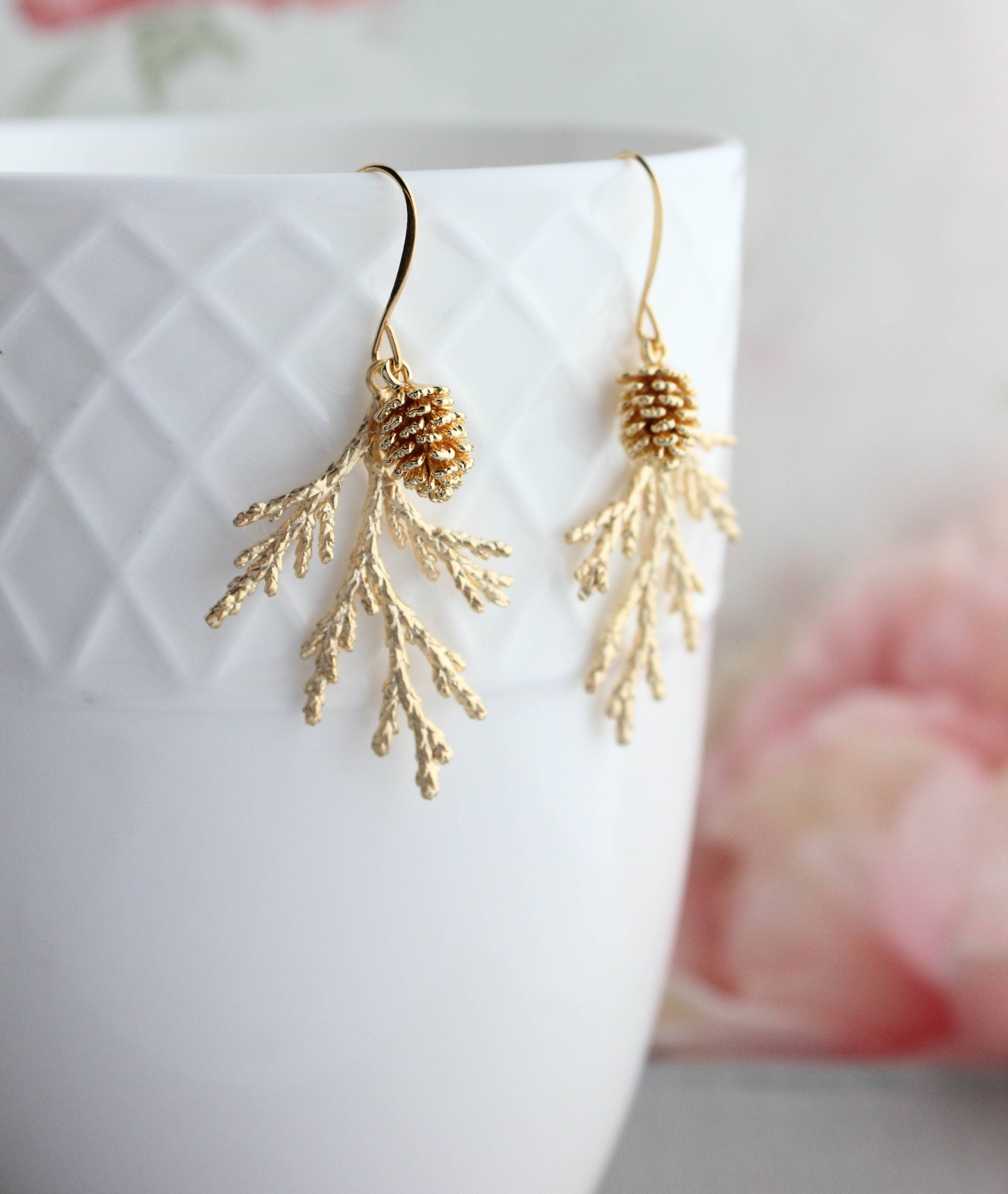 A Pocket of Posies - Wholesale Dangle Earrings - Cedar Earrings | Branch Earrings | Unique Gold Earrings6