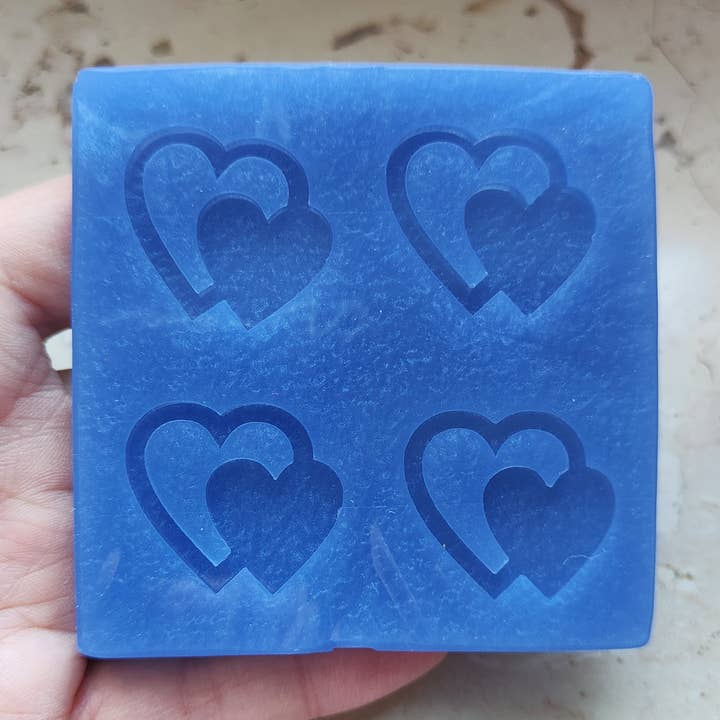 Stampo Cuore doppio 4pz 3cm in silicone per resina e gesso per la vendita all'ingrosso da parte di Serena Creazione di Serena Stampone