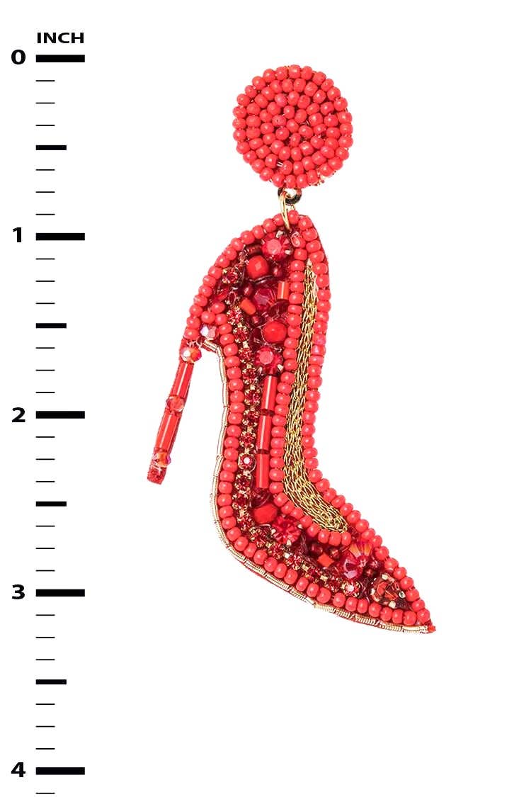 Artini Accessories - Wholesale Dangle Earrings - Seed Beading Red Heels Iconic Earrings1