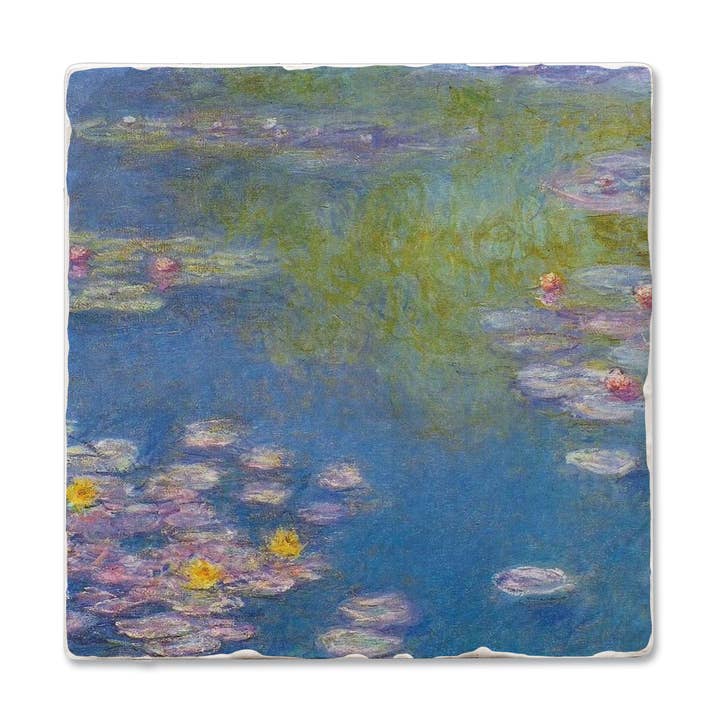 Fine Art "Monet Water Lilies" 4 Pack Tumbled Tile Coasters for wholesale by CounterArt/Highland Home/Thirstystone/CoasterStone