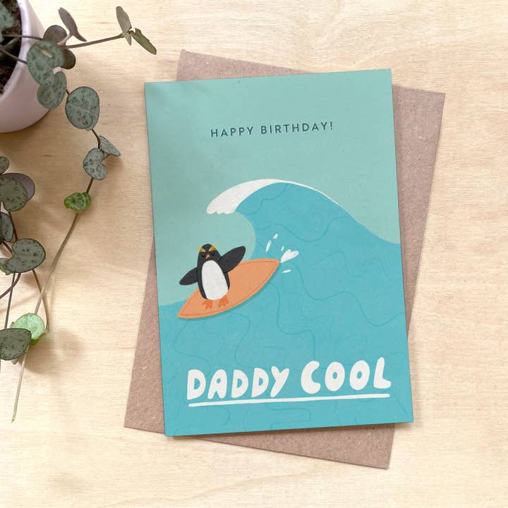 Happy Birthday Daddy Cool Recycled Coffee Cup Card for Dad for wholesale by Coffee Cup Cards
