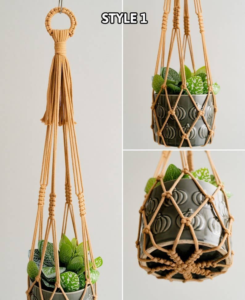 BeanDaikon – Engroshandel Hængende plantekasse – Håndlavet makramé planteophæng I572