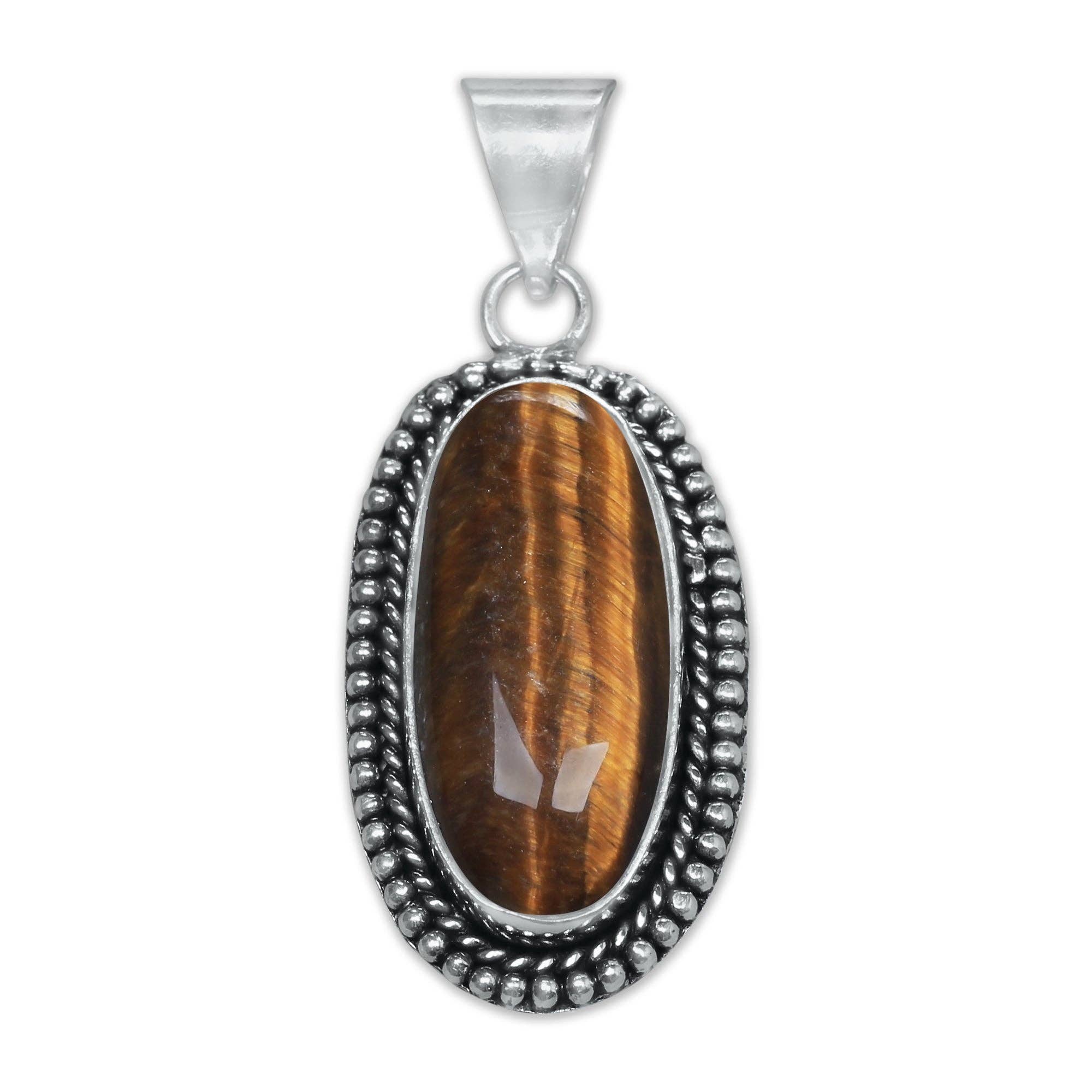 Handmade Jewels - Wholesale Individual Charm/Pendant - Tiger Eye Designer Pendants - Handmade, Silver-Plated, Assorted Designs/Sizes11