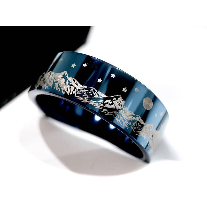 rings paradise - Wholesale Jewelry - Men's - Blue Ocean & Mountain Range Men's Wedding Engagement Ring