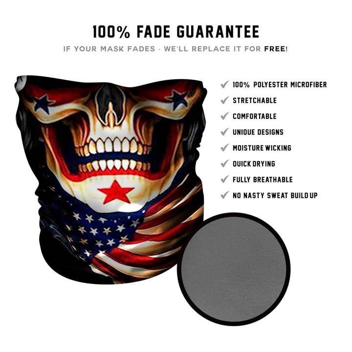 Live Fast Gear – Großhandel Schlauchtuch/Kapuzenschal – Herren – USA Skull N Bandana-Halswärmer — *Jetzt mit genähten Rändern3