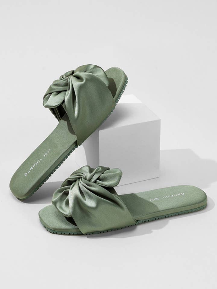 Ulivary - Wholesale Slippers - Women's - Luxury Silky Satin Bow Slippers for Home & Beach Style