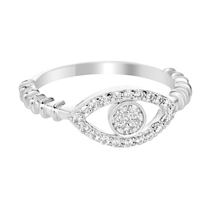 Evil Eye Pave Ring aus Sterlingsilber - Klicken Sie für weitere Farben für den Großhandel von Liza Schwartz Jewelry
