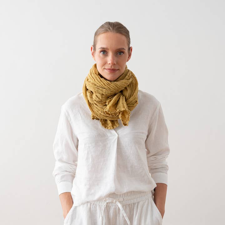 Garza Linen Scarf ANTIQUE GOLD for wholesale by LinenMe