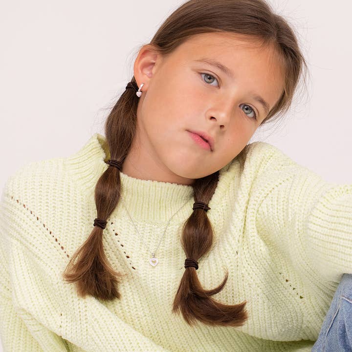 In Season Jewelry – wholesale Jewellery set – Open CZ Heart Childrens Jewelry Set -Sterling Silver1