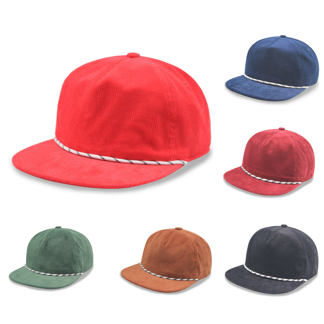 ThatsRad - Wholesale Flat Brim Cap - Unisex - Two Tone Corduroy Rope Snapback Hat 18