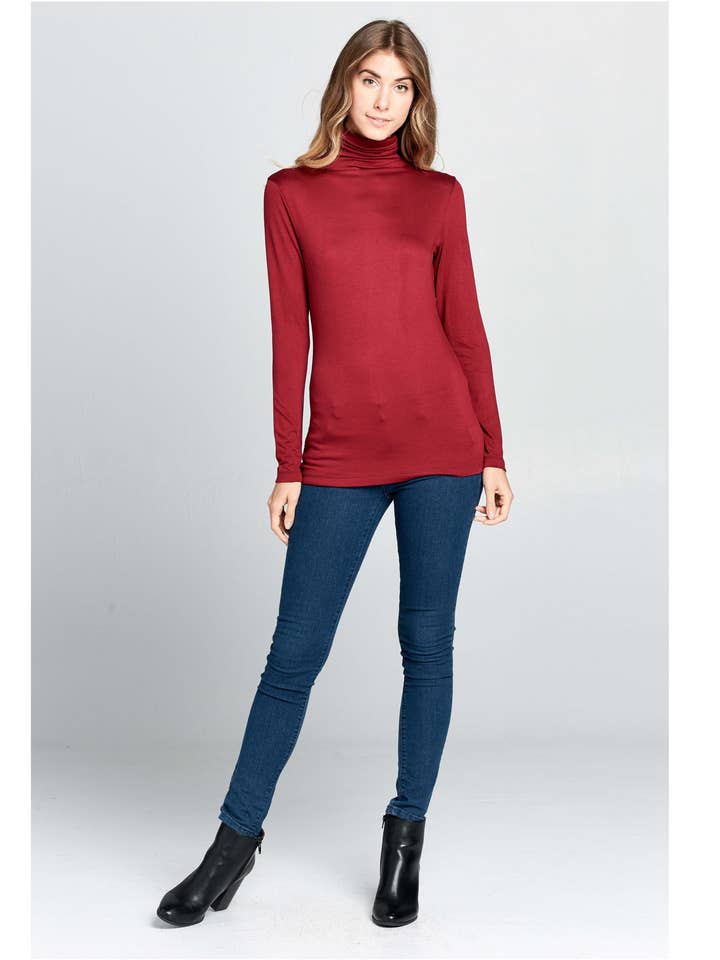 Tillverkad i USA - långärmad hög turtleneck Slim Fit Tee skjorta för wholesale av LKLUV