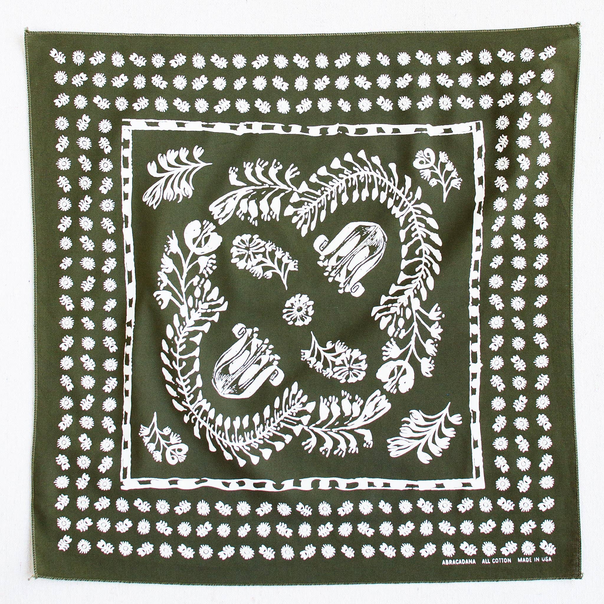 Abracadana – wholesale Bandana – Unisex – Olive Floral Bandana2