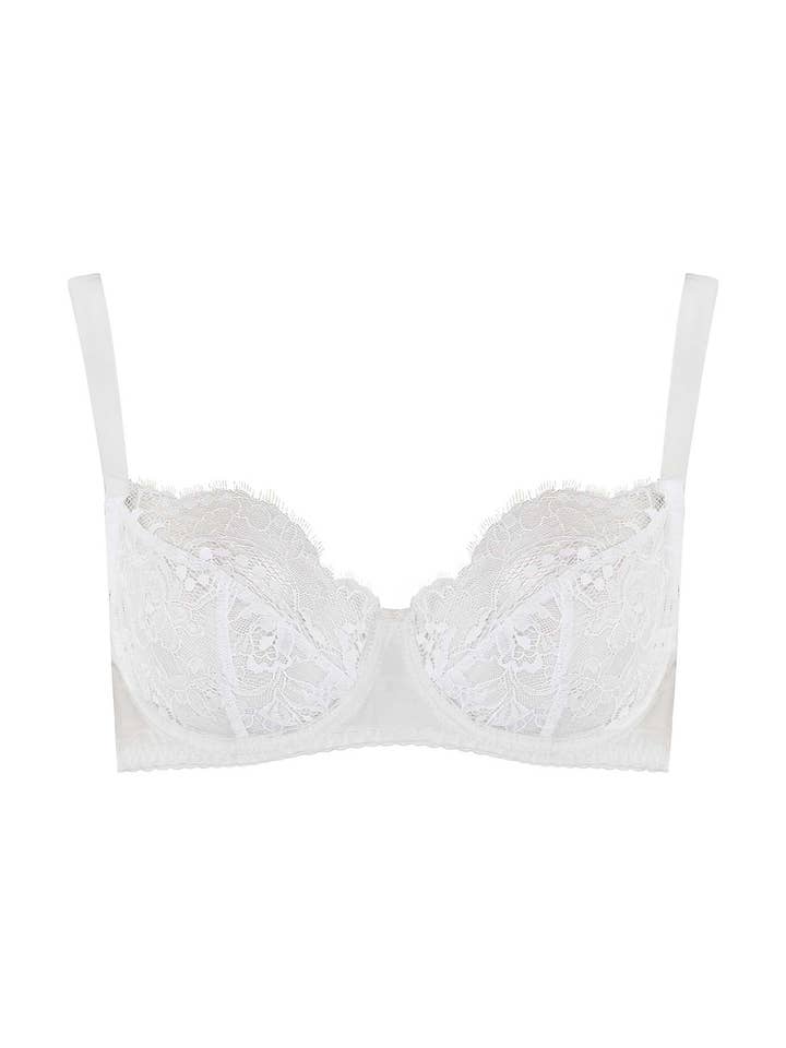 Varanda Renda Signature Bra-Branco por atacado de Fleur of England
