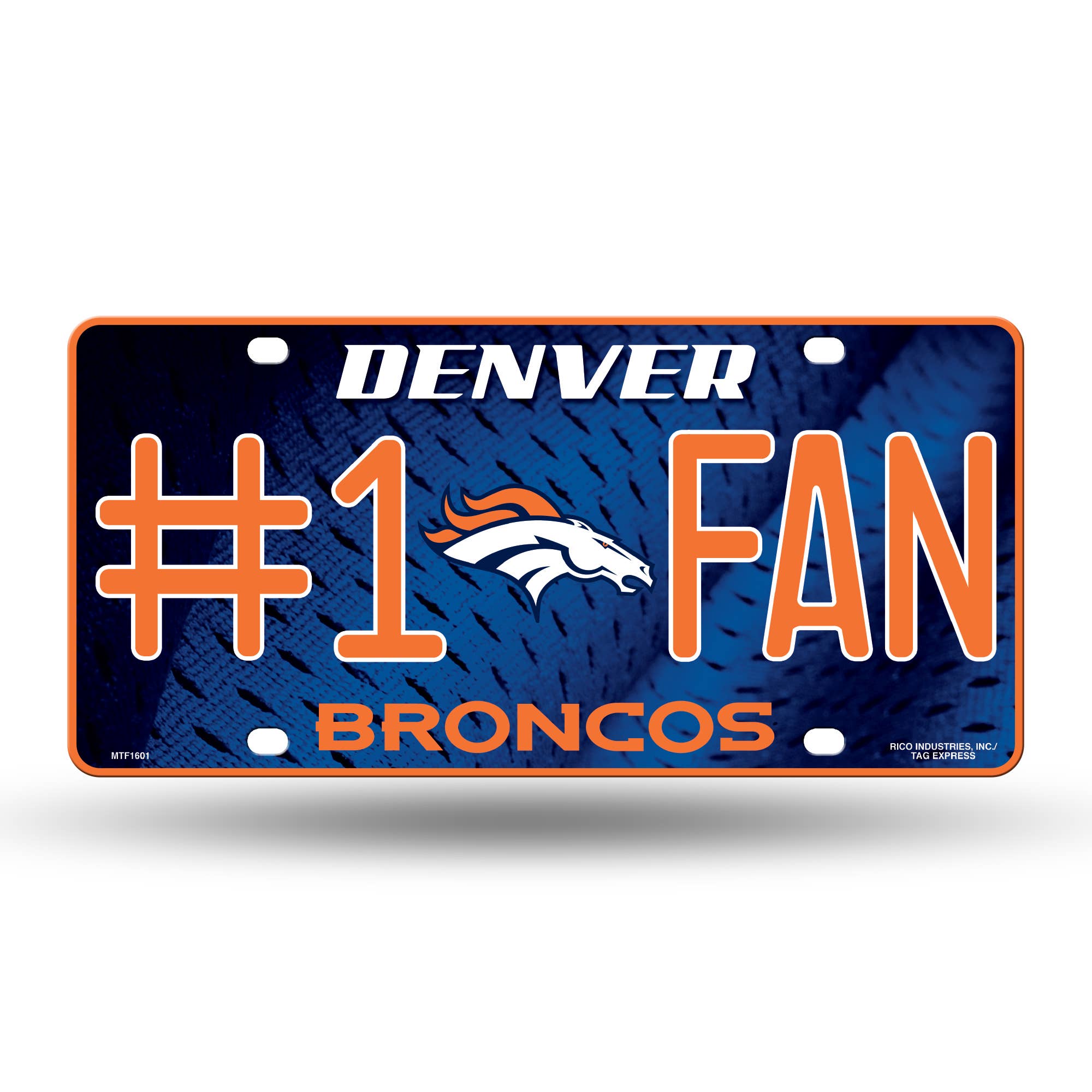 Rico Industries - Wholesale Car Decorative Charm - Unisex - NFL Football Denver Broncos  #1 Fan Metal Auto Tag0