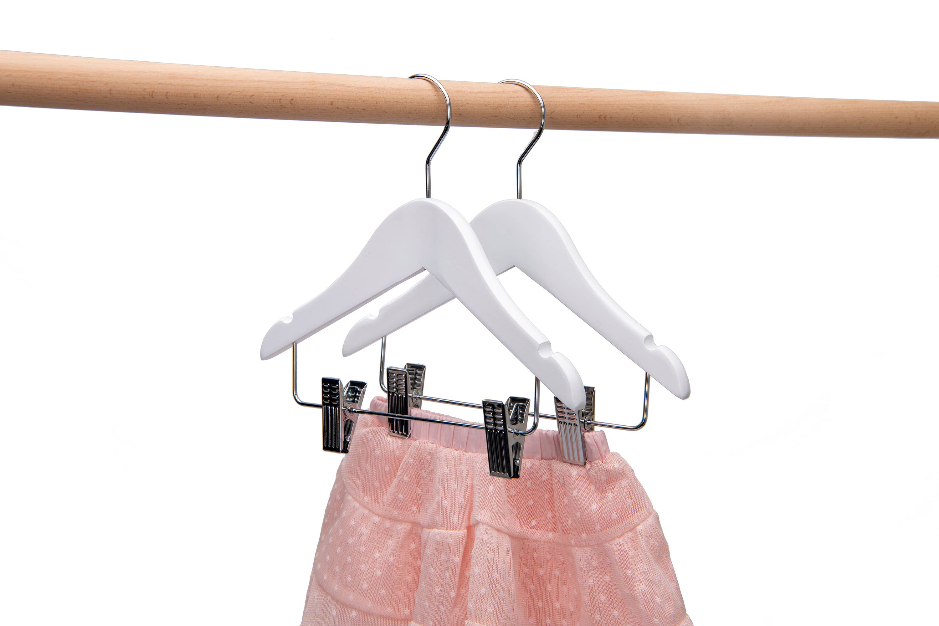 Quality Hangers – Engroshandel Bøjle – WB42 Baby Træ Nederdel Bukser Bøjle, 10 „Hvid - 804