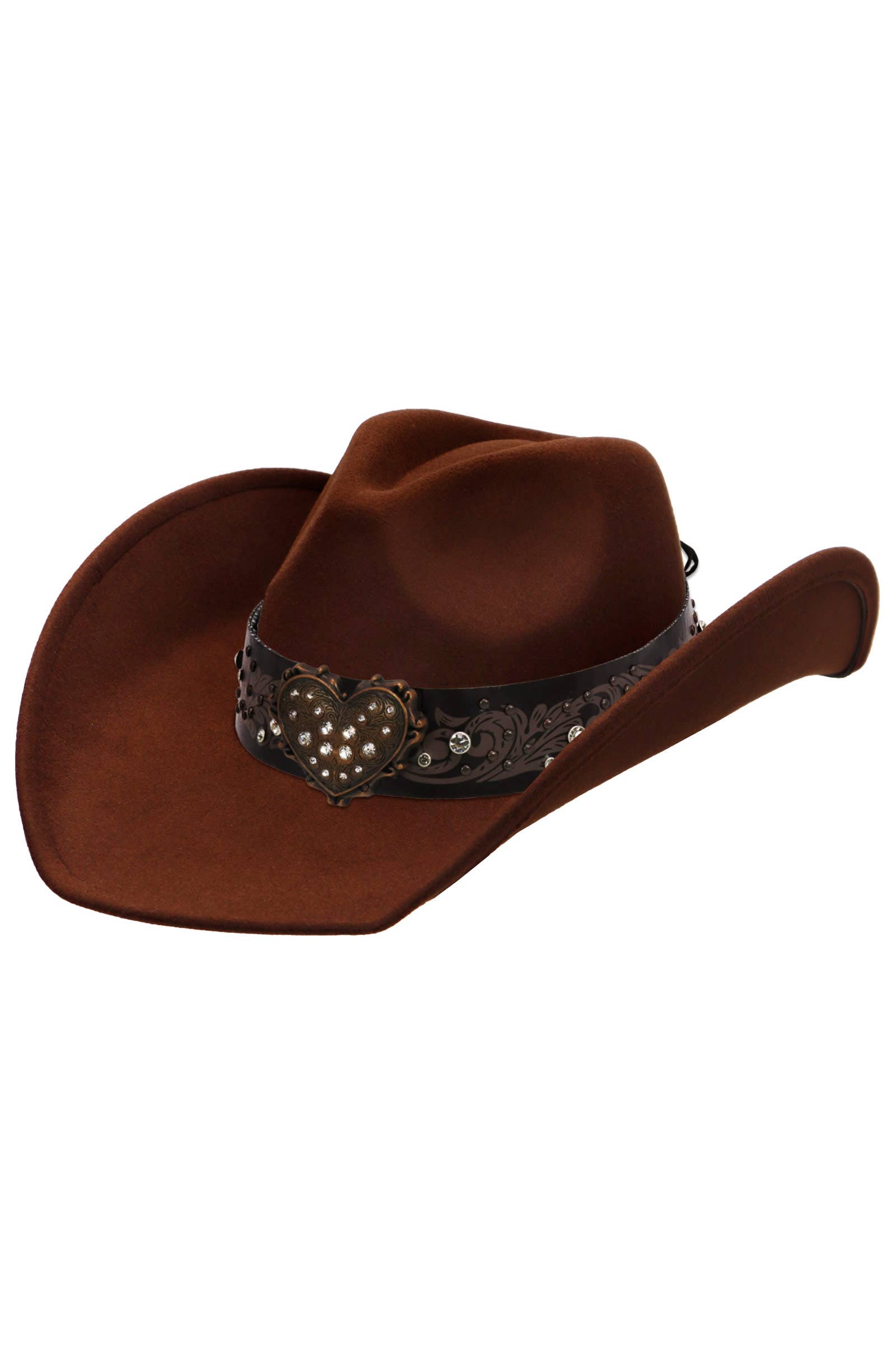 Cap Zone - Venta al por mayor Sombrero cowboy - Unisex - Sombrero vaquero de fieltro con cinturón de strass en forma de corazón2
