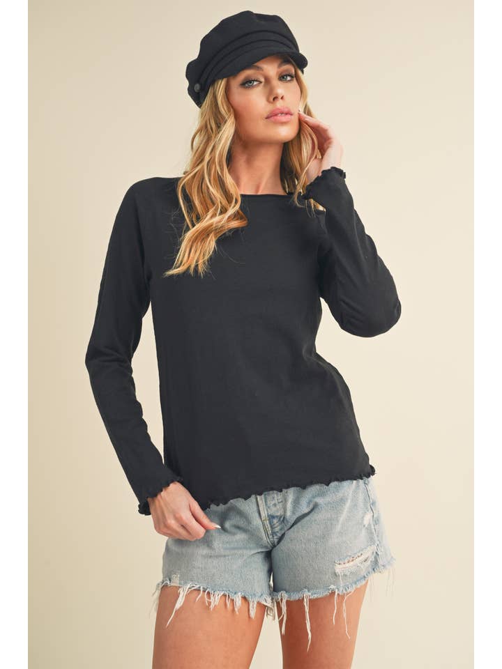AEMI + CO - Wholesale T-Shirt - Women's - 8288DN Gwen Baby Long Sleeve Top4