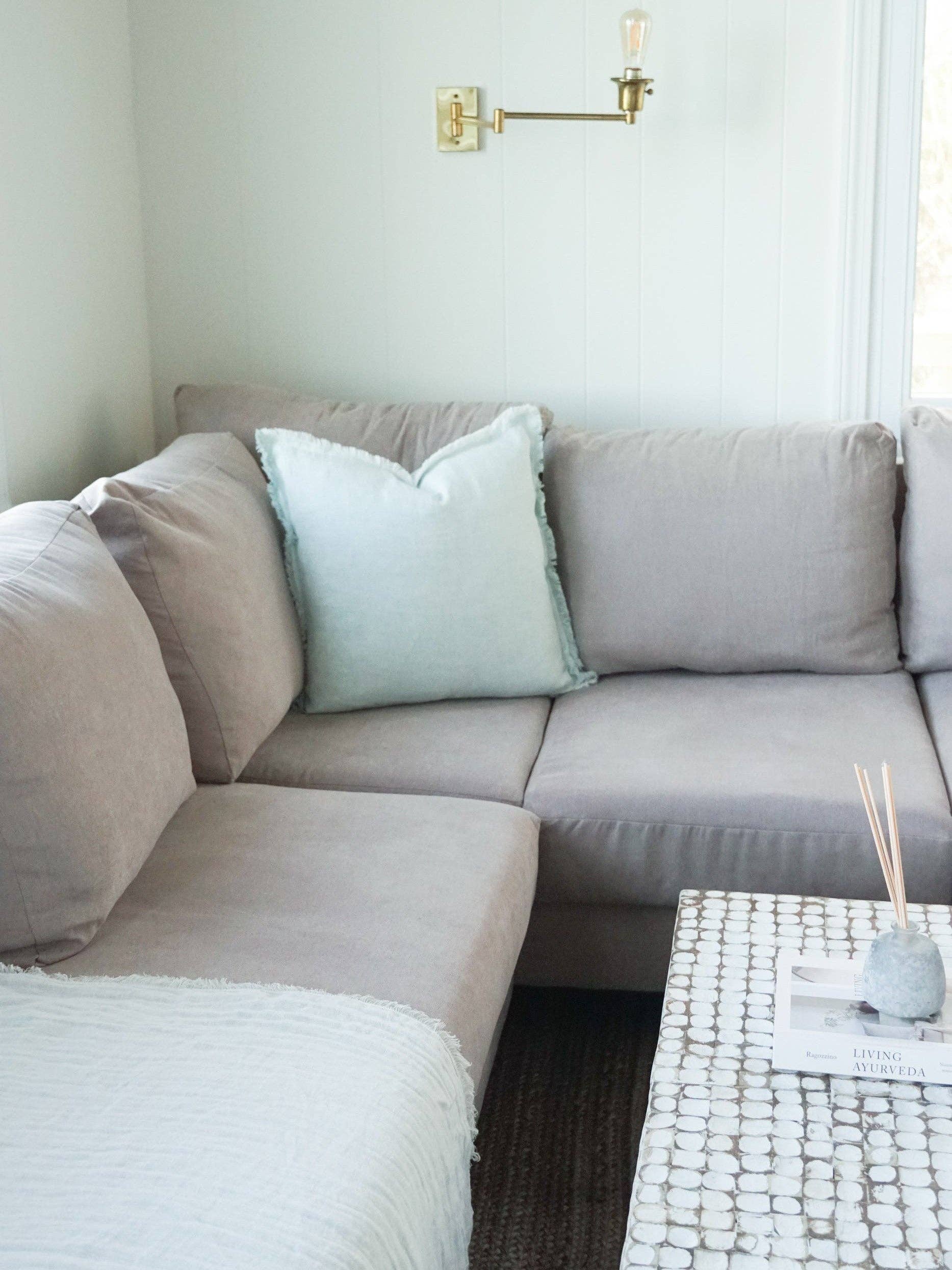 Anaya Home - Wholesale Throw/Decorative Pillow - Light Aqua Fringe Soft Linen Pillow6