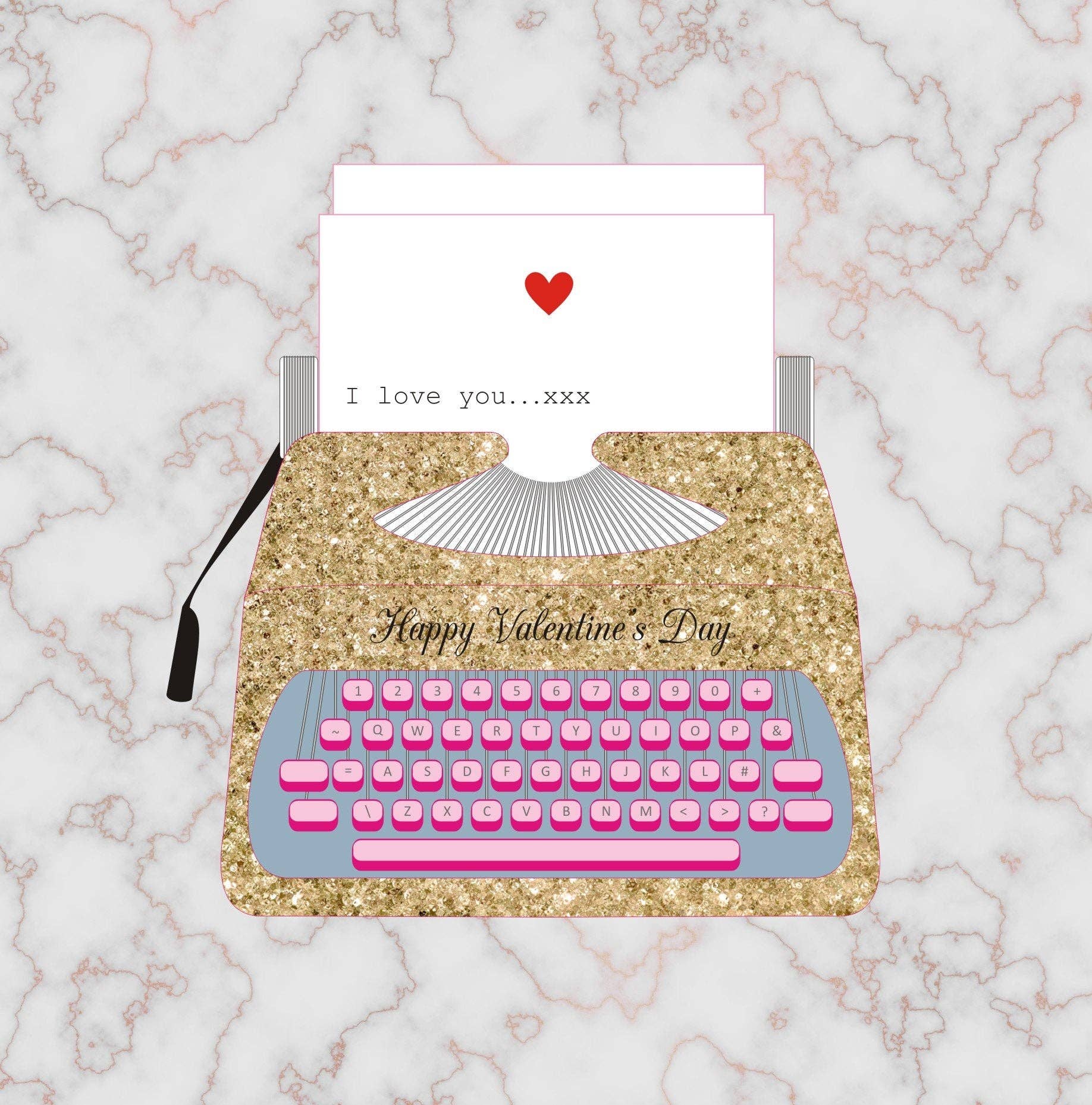 Claire Giles Ltd – wholesale Valentine's Day card – Valentine's Day Card, Typewriter, I love you1