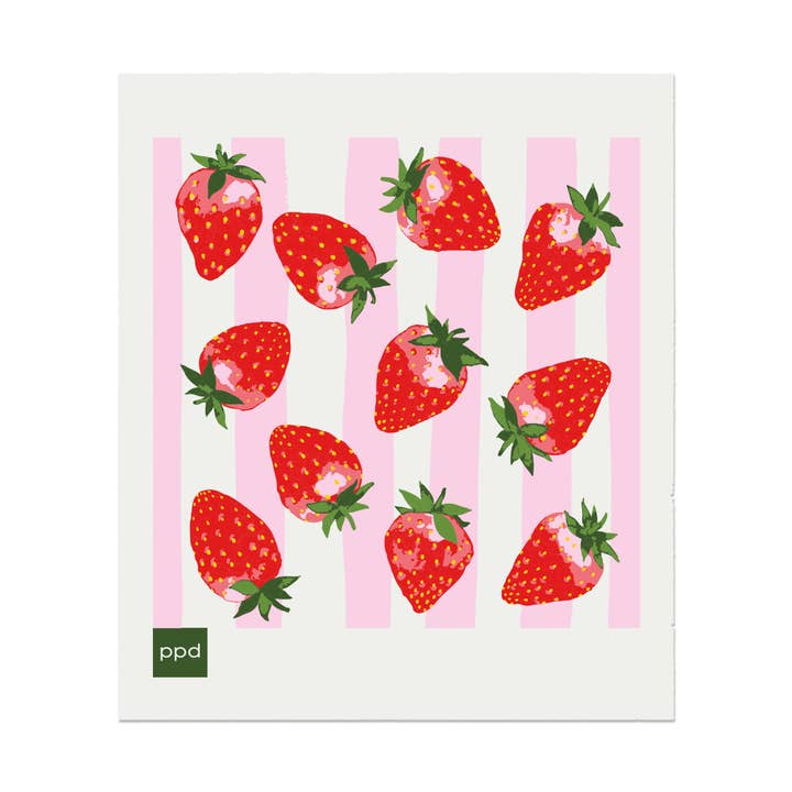 Strawberry & Stripes Sponge Cloth for wholesale by ppd Paperproducts Design GmbH