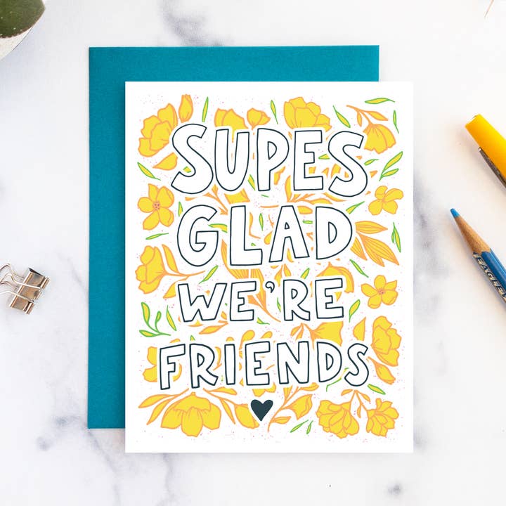 Super Glad - A2 Grußkarte für den Großhandel von Billie Claire Illustration (Handmade)