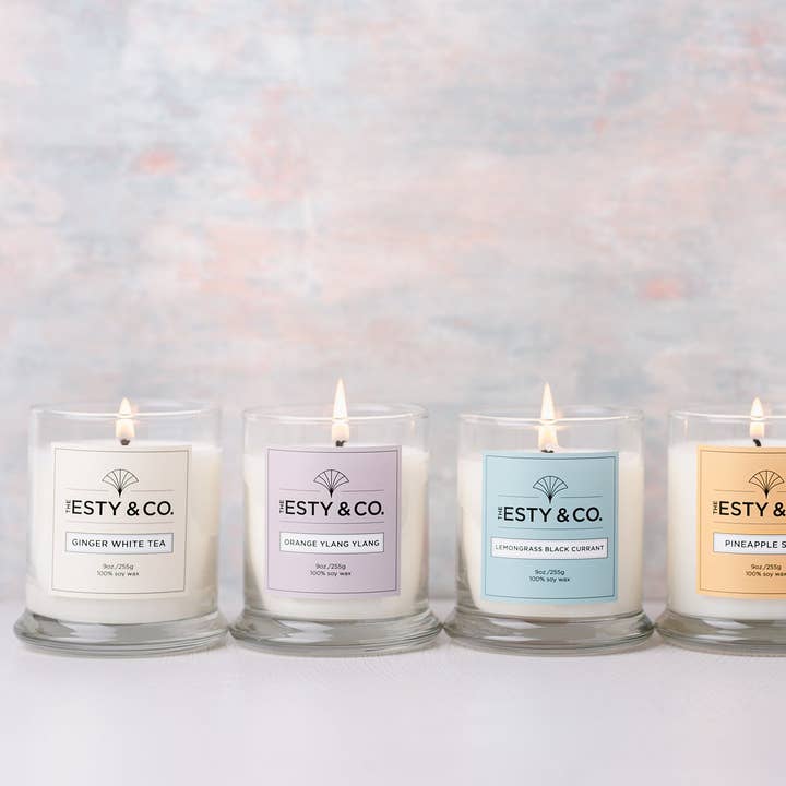 The Esty & Co® - Wholesale Jar/Filled Candle - Ginger White Tea 100% Soy Wax Candle • Spa Gift • Christmas 2