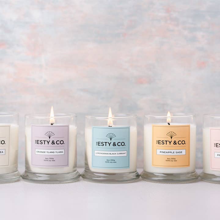 The Esty & Co® - Wholesale Jar/Filled Candle - Lemongrass Black Currant 100% Soy Wax Candle • Spa Gift 2