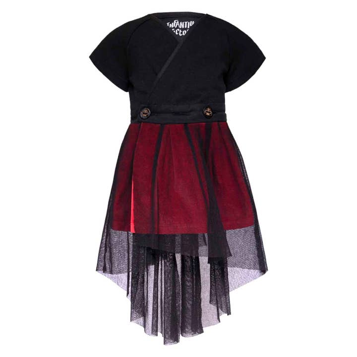 Baby Black Dress with Red Underskirt and Tulle for wholesale by Infantium Victoria