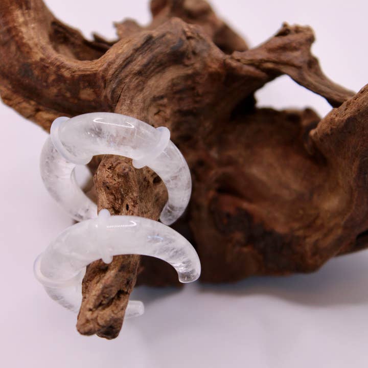 CLEAR QUARTZ PINCHER GAUGE PAIR / PLUGS for wholesale by EC Plugs and Gems