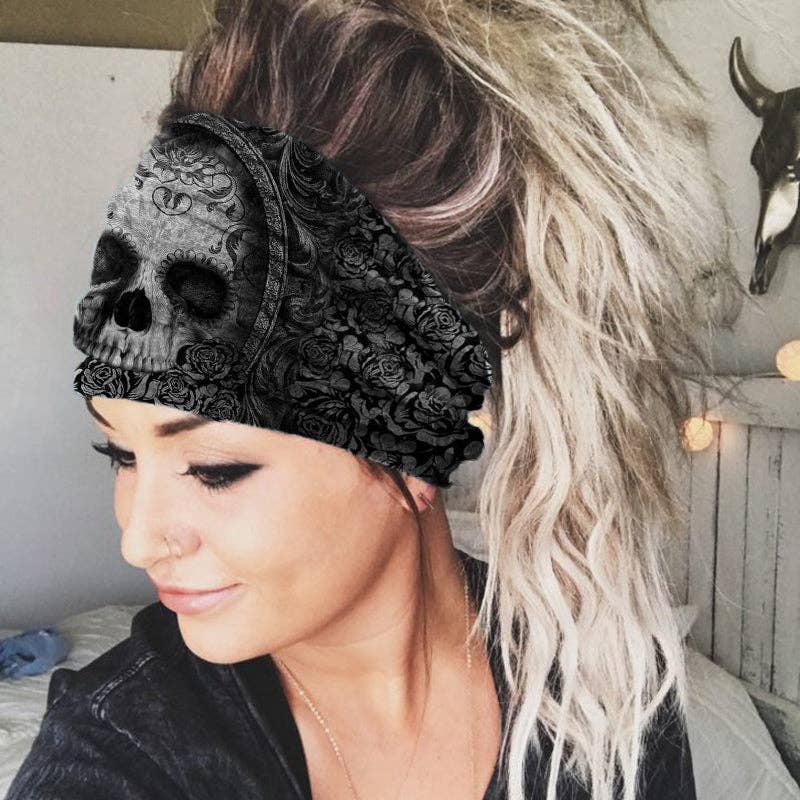 Tourtiwi - Wholesale Fashion Headband - Women's - Punk Style Skull Printed Casual Headband1