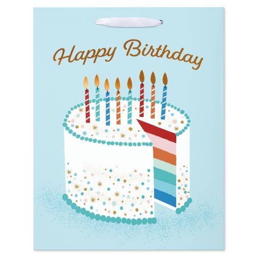 DICKENS INC. - Wholesale Gift Bag - Large Light Blue Birthday Gift Bag, Cake and Candles1