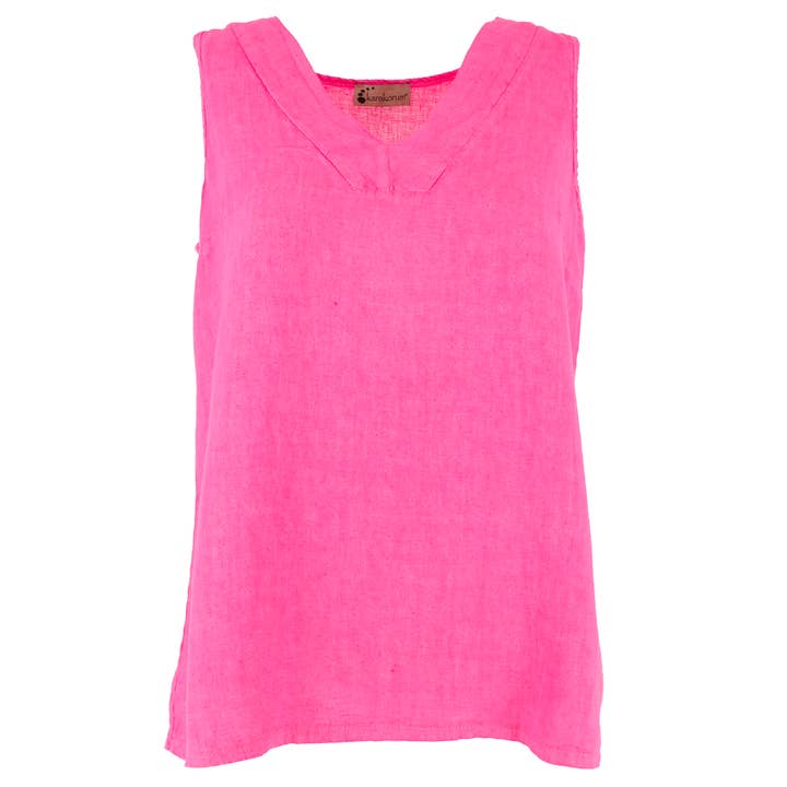 Amber Leinen-Top mit V-Ausschnitt, ärmellos für den Großhandel von Karakorum