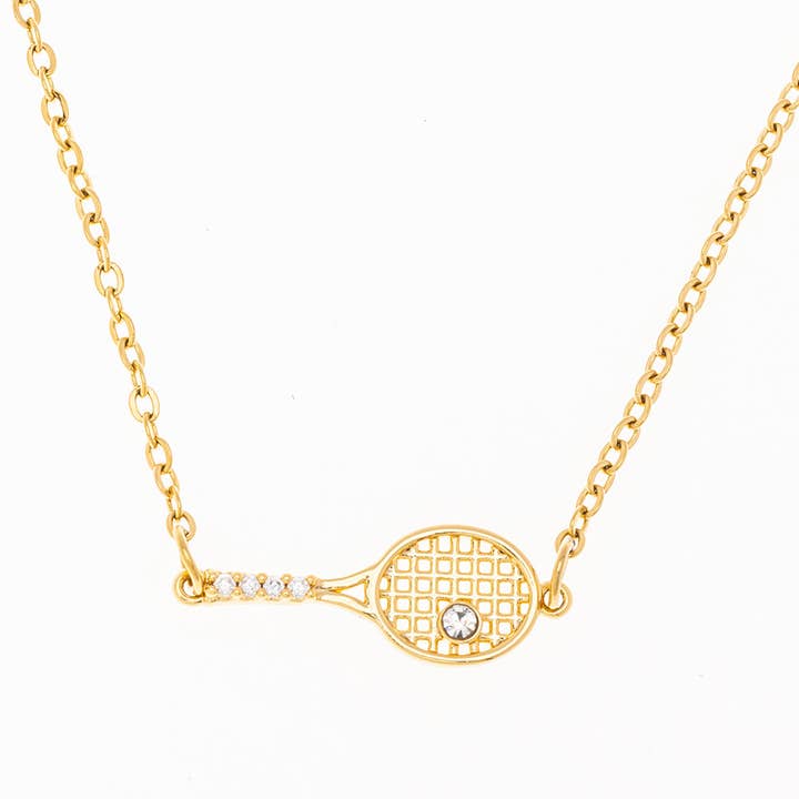Collar con diamantes de imitación para raqueta de tenis, color dorado para venta al por mayor de Born to Rally