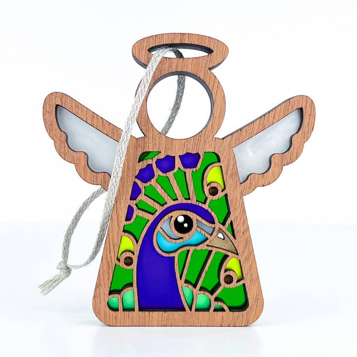 Peacock Ornament | 3.5" (H) Angel Figurine | Mother's Angels® for wholesale by Forged Flare®