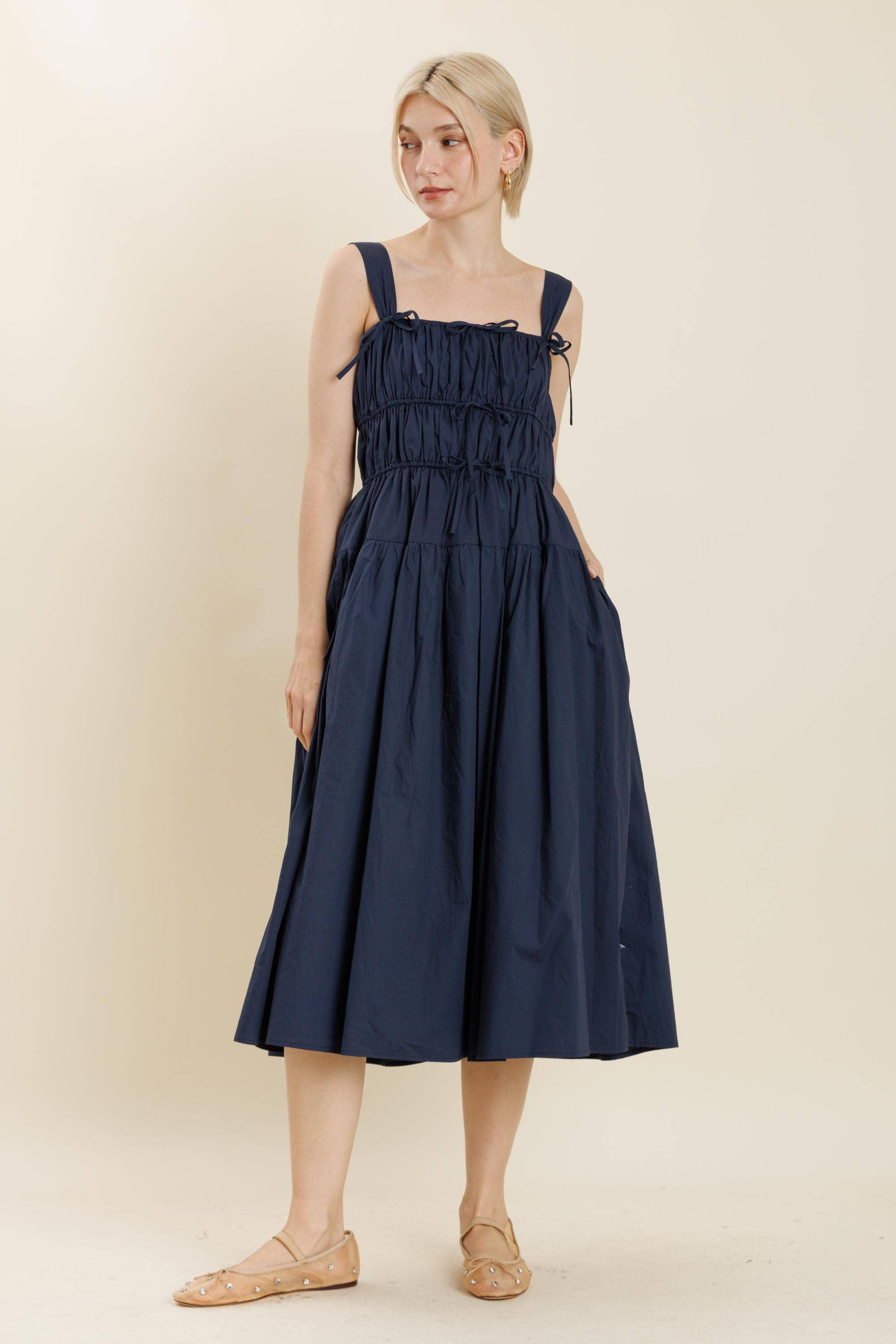 Aureum - Vente Robe – femme - AD2261 - ROBE MIDI AVEC NŒUDS4