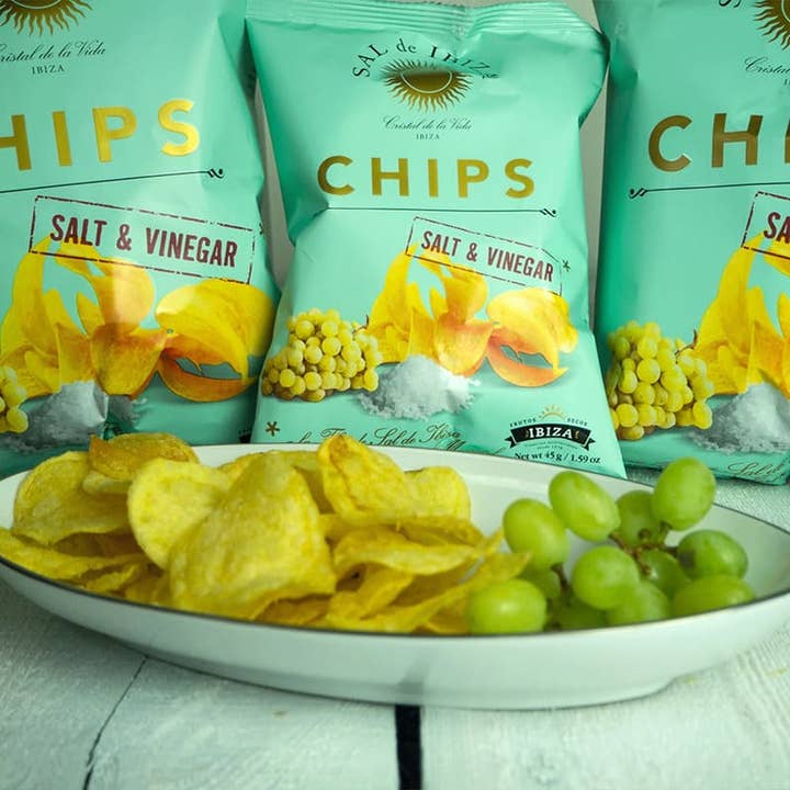 Made in Spain Gourmet - Vendita all'ingrosso Patatine - Patatine Chips Sale & Aceto, Sal De Ibiza 125g1