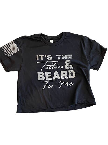 It’s the tattoos and beard (Black) Crop Top for wholesale by The Armory