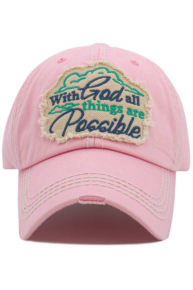 Hana - Wholesale Baseball Cap - Women's - WITH GOD ALL THINGS ARE POSSIBLE Vintage Cap2