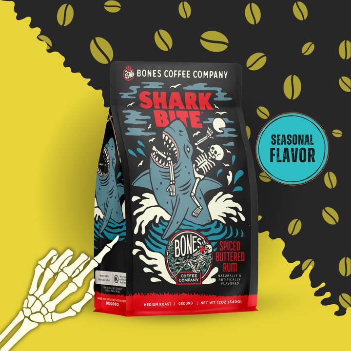 Bones Coffee Company - Wholesale Coffee Beans - Shark Bite Coffee | 12oz | Whole Bean & Ground